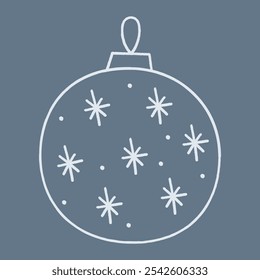 Doodle Christmas ball with a pattern of snowflakes. Color clipart illustration.