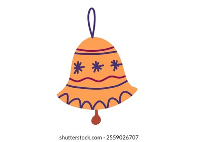 Doodle christmas bell. Hand drawn Christmas tree toy. Isolated vector illustration.