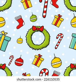 Doodle christmas decoration seamless pattern