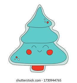 Doodle Christmas element of christmas toy tree. Vector item. Stock illustration with new year decor isolated on white background. Design for prints, cards, textile ets.
