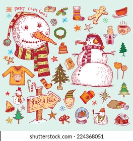  Doodle Christmas element. vector illustration.