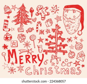  Doodle Christmas element. vector illustration.