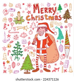  Doodle Christmas element. vector illustration.