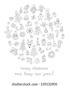 Doodle Christmas elements isolated on white