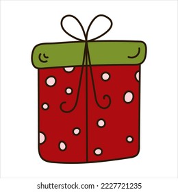 Doodle Christmas gift box with dots