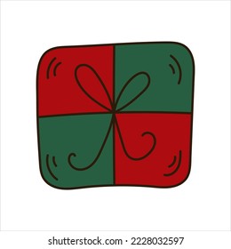 Doodle Christmas gift. Simple X-mas element