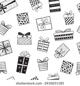 Doodle Christmas Gifts Seamless Pattern