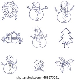 Doodle of christmas hand draw flat collection