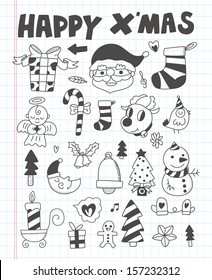 Doodle Christmas icon set