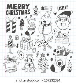 Doodle Christmas icon set