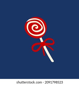 Doodle Christmas lollipop. Cute vector illustration for holiday decoration of cards, posters, concession products. Christmas and New Years element.