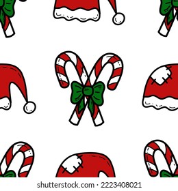 Doodle Christmas and new year vector seamless pattern. Cute winter holiday background. Print for wallpapers, wrapping paper for gifts, interior textile and fabric, greeting cards and invitations