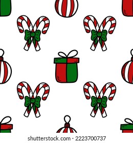 La Navidad Doodle y el nuevo año vectorial sin fisuras. Un bonito fondo de invierno. Papel de papel de pared, papel de embalaje para regalos, tejidos y tejidos interiores, tarjetas de felicitación e invitaciones