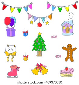 Doodle of christmas object vector art collection