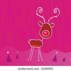 Doodle christmas reindeer Rudolph snow 