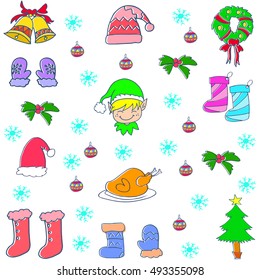 Doodle of Christmas set color vector illustration