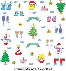 Doodle of christmas set color vector