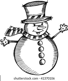 doodle Weihnachtskizze Snowman Vector Illustration