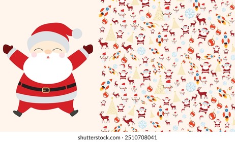  Doodle of Christmas theme contai snowman ,santaclause,deer, trees,snow suitable for decoration for happiness holiday
