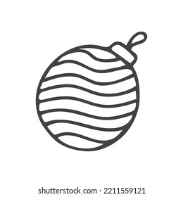 Doodle of Christmas tree ball with snowflake. Hand drawn vector illustration of new year decoration isolated on a white background. Design element for greeting card, invitation, patterns and holidays 
