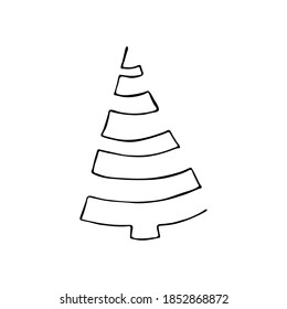 Doodle Weihnachtsbaum. Dekoratives Bild eines Baumes. Abstrakte Vektorgrafik für Hintergründe, Verpackungen, Web, Textilien.