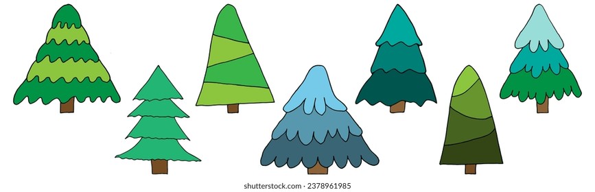 Doodle Weihnachtsbaum in handgezeichnet Stil. Kind zeichnet. Vektorgrafik