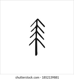 Doodle Christmas tree. Hand-drawn single element isolated on white background. Vector.