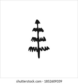 Doodle Christmas tree. Hand-drawn single element isolated on white background. Vector.