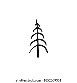 Doodle Christmas tree. Hand-drawn single element isolated on white background. Vector.
