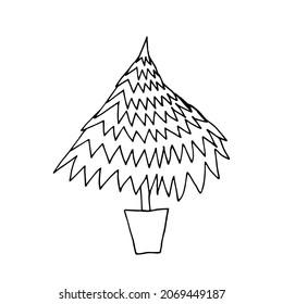 Doodle Christmas tree illustration. Simple Christmas tree doodle. Pine tree illustration.