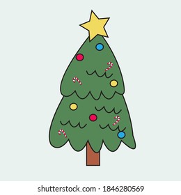 Doodle Weihnachtsbaum-Illustrationsvektor