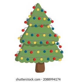 Árbol de Navidad Doodle con un patrón de decoración, diseño de tarjetas, invitaciones
