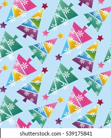 Doodle Christmas tree pattern. Happy new year background.