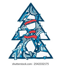 doodle for Christmas tree random illustration hand drawing