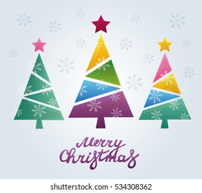 Doodle Christmas tree set. Hand drawn calligraphic design elements.