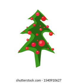 Doodle christmas tree vector icon isolated on white background.