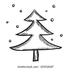 doodle christmas tree, vector illustration