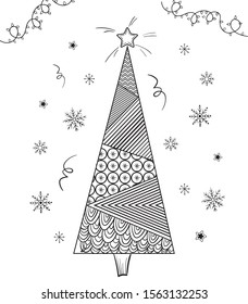 Doodle Christmas tree. Vector sketchy illustration