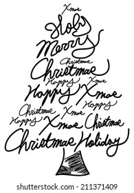 Doodle Christmas Tree Word Clouds