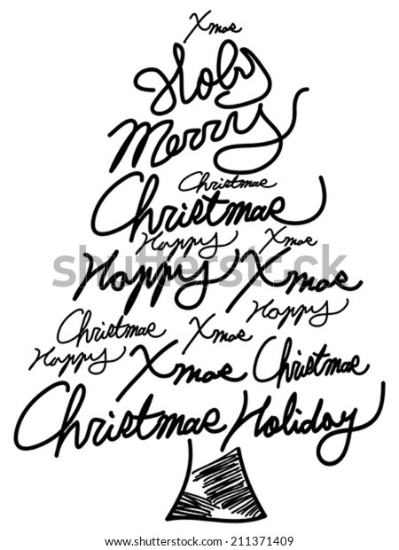 Download Doodle Christmas Tree Word Clouds Stock Vector (Royalty ...