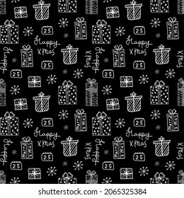Doodle christmas vector seamless pattern
