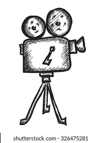 doodle cinema projector, vector illustration