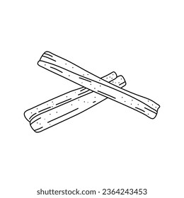 doodle cinnamon icon, hand drawing line art, food vector illustration isolated on white background