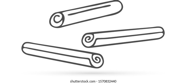 Doodle Cinnamon Icon, Kids Hand Drawing Line Art, Food Vector Illustration