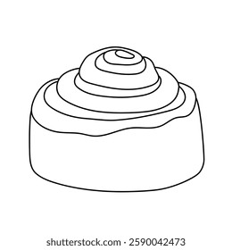 Doodle cinnamon roll coloring pages for kids. Trace and color cinnamon roll. Delicious cinnamon roll  icon, clip art, element, vector illustration in flat style.