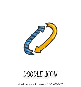 Doodle circle arrow icon. Eco, recycle pictogram. Repeat cycle.
