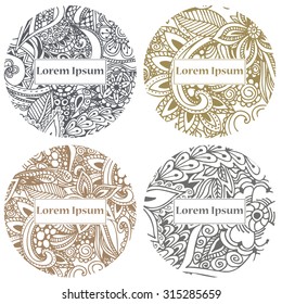 Doodle circle design. Abstract lace ornament. Vector illustration with arabic motifs for card, invitation, scrap booking.
