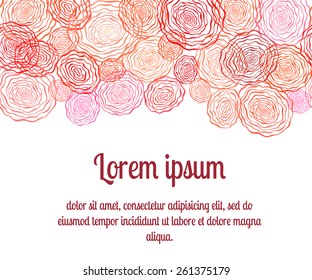 Doodle circle flower texture horizontal seamless pattern background
