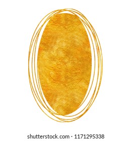 Doodle circle gold drawing sphere  with golden abstract texture