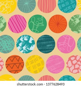 Doodle circle seamless abstract repeat pattern. Great for textile design or surface pattern design. 
